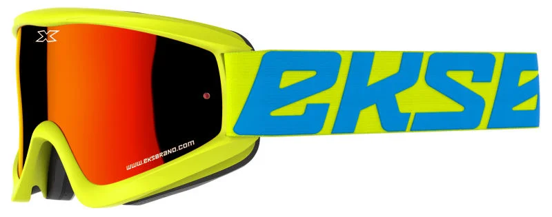 EKS Gox Flat Out Goggle - Flo Yellow / Red Mirror Lens Populär