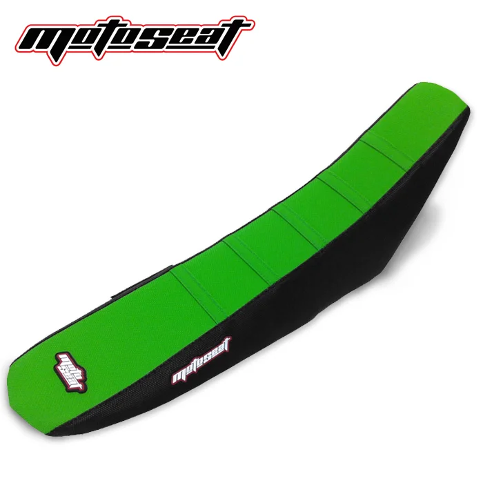 Outlet Moto Seat, Ribbat Överdrag, GRÖN SVART, Kawasaki 12-15 KX450F, 13-16 KX250F