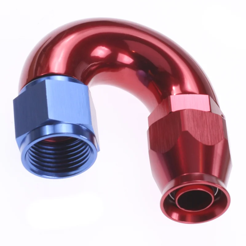Köp online AN4 PTFE Slangkoppling 180° (Full Flow) - Blå/Röd