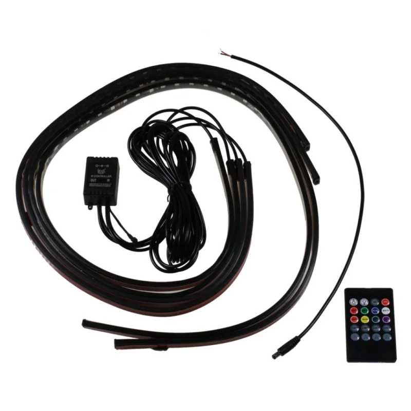 Begränsad tid Underglow LED kit V2 - Fjärrkontroll + blinkar till musik (2x 120cm + 2x 90cm)
