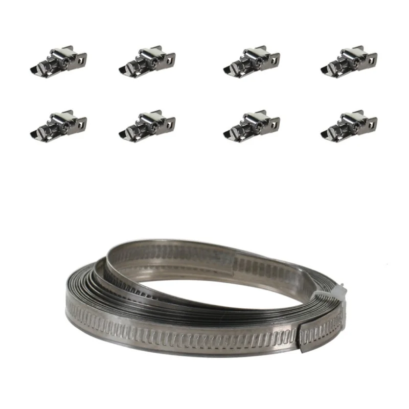 Slangklämma Gör-Det-Själv Paket (3 meter band + 8 klämmor) Lågt pris