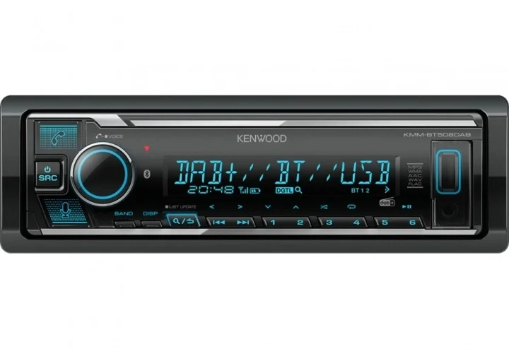 Rabatter Kenwood KMM-BT508DAB, bilstereo med Bluetooth, DAB+ och 2 par lågnivå