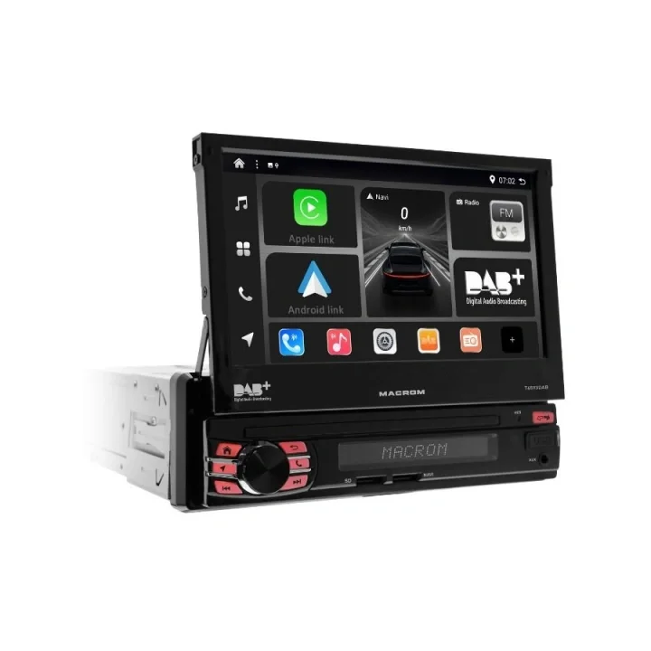 Macrom T6593DAB bilstereo med motoriserad skärm, Android 13 & mer Nyhet