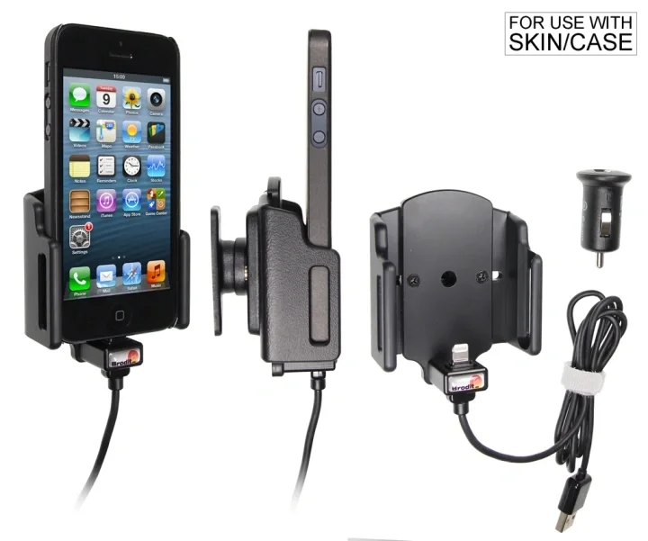 Brodit Aktiv hållare med USB-kabel och cigg-adapter, Apple iPhone 5/5C/5S/SE Billigare