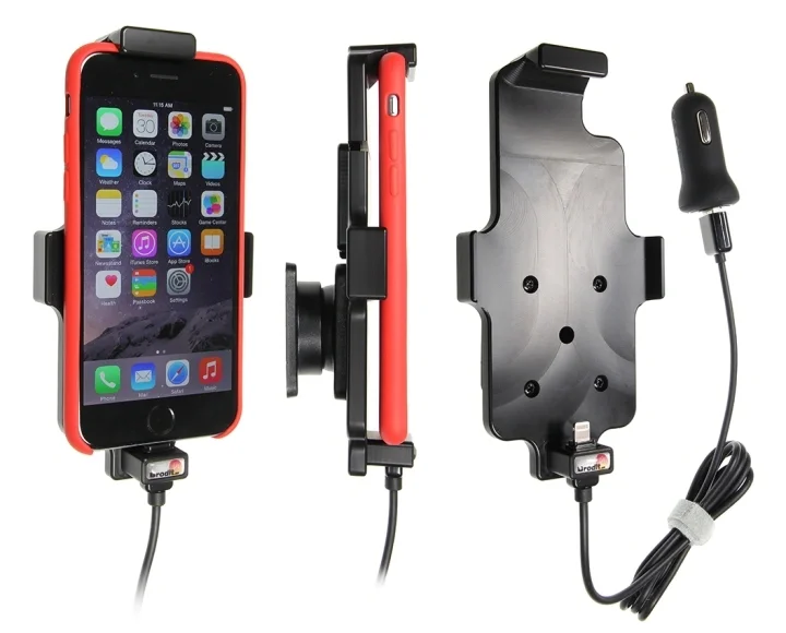 Premium Brodit Aktiv hållare med USB-kabel och cigg-adapter, Apple iPhone 12 Mini/13 Mini/6/6S/7/8/SE 2nd Gen 2020