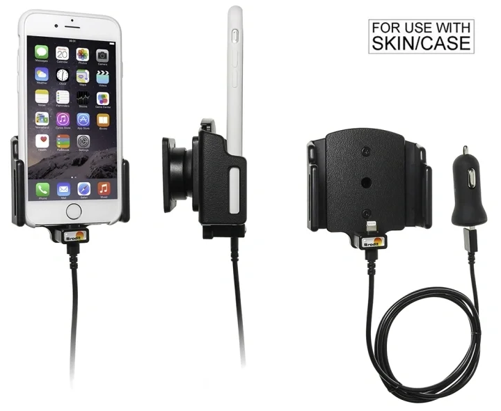 Bästa pris Brodit Aktiv hållare med USB-kabel och cigg-adapter, Apple iPhone 6/6S/7/8/SE 2nd Gen 2020/X/Xs