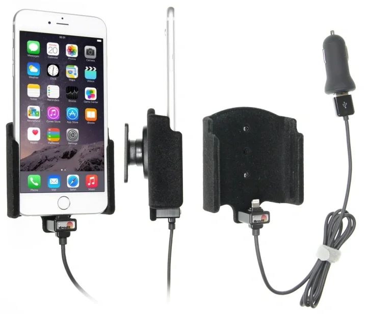Brodit Aktiv hållare med USB-kabel och cigg-adapter, Apple iPhone 6S Plus/7 Plus/8 Plus/Xs Max Rabatter