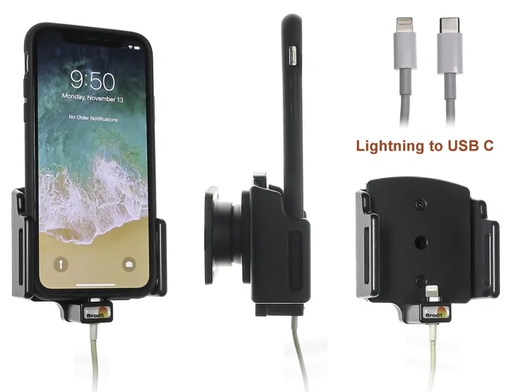 risnedsättning Brodit Hållare för Kabelanslutning, Apple iPhone 11/11 Pro/X/XR/Xs