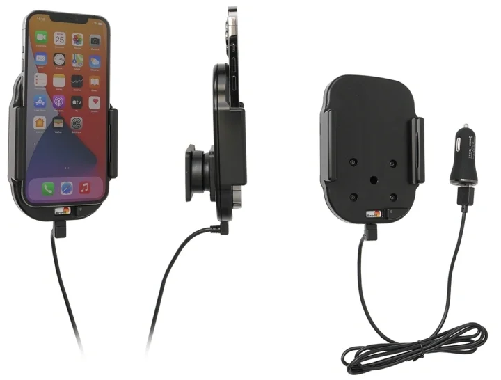 Trygg betalning Brodit Qi trådlös aktiv mobilhållare med billaddare, Apple iPhone 12 Pro Max
