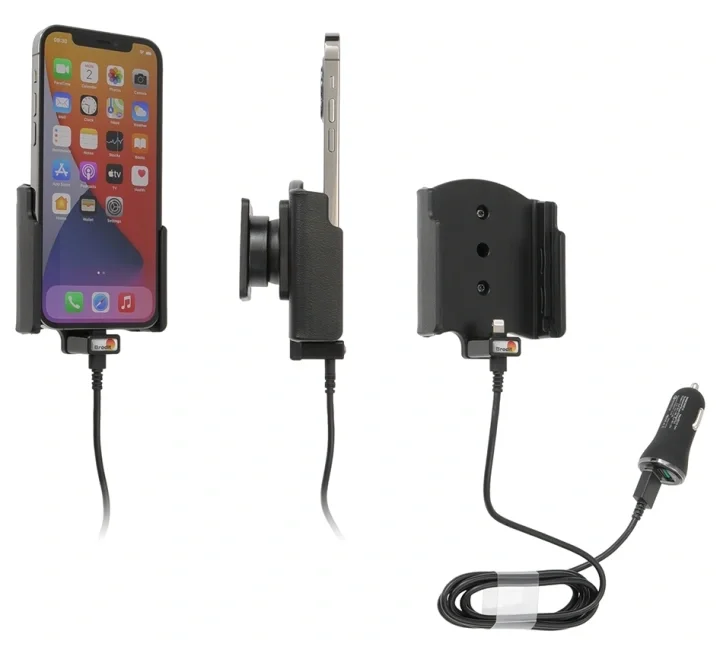 Brodit Aktiv hållare med USB-kabel och cigg-adapter, Apple iPhone 12/12 Pro Erbjudandepris