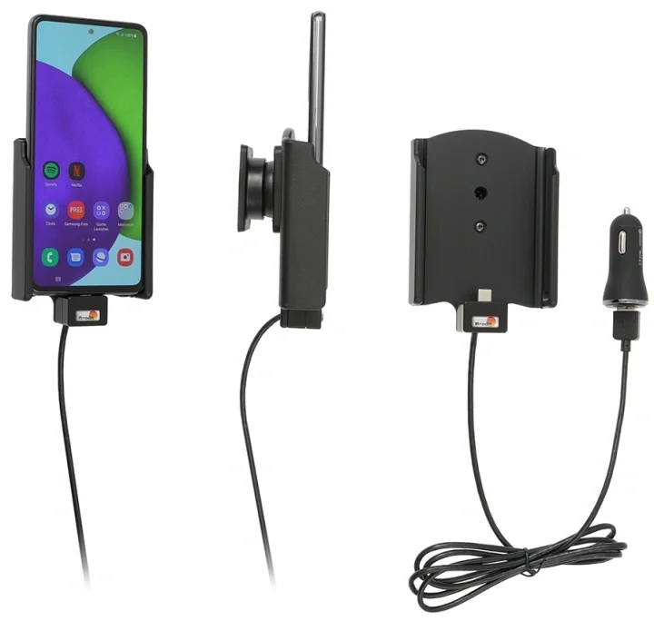 Brodit Aktiv hållare med USB-kabel och cigg-adapter, Samsung Galaxy A52 SM-A52F/DS/A52S 5G SM-A528B. SM-A528B/DS Reapris