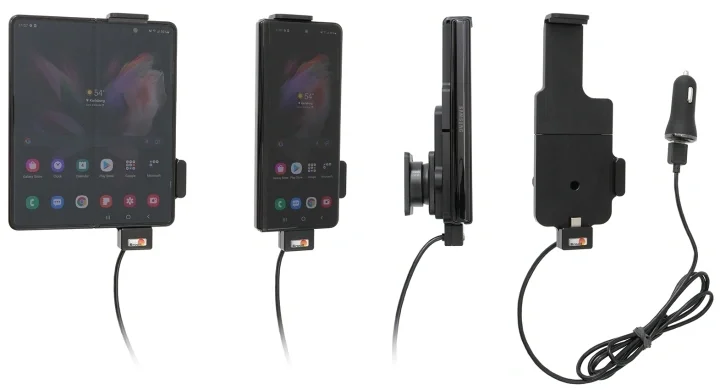 Premium Brodit Aktiv hållare med USB-kabel och cigg-adapter, Samsung Galaxy Z Fold3 5G