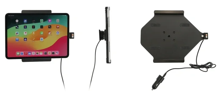 Brodit Aktiv hållare med USB-kabel och cigg-adapter, Apple iPad Pro 11 2024 (A2836, A2837, A3006) Säker betalning